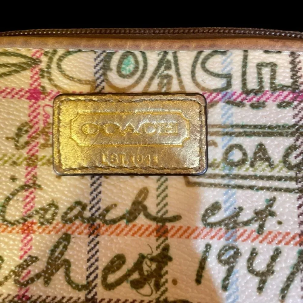 Coach Y2K grafitti Scribble tattersol Plaid cosmetic bag